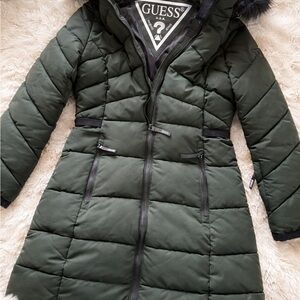 GUESS Olive Quilted Puffer Coat